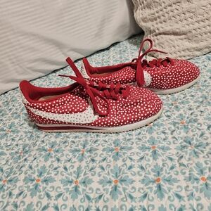 Nike Red and White Polka Dot Sneakers